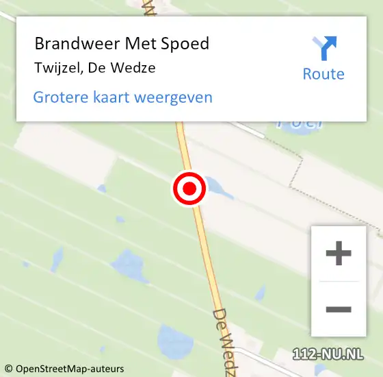 Locatie op kaart van de 112 melding: Brandweer Met Spoed Naar Twijzel, De Wedze op 28 september 2016 20:10