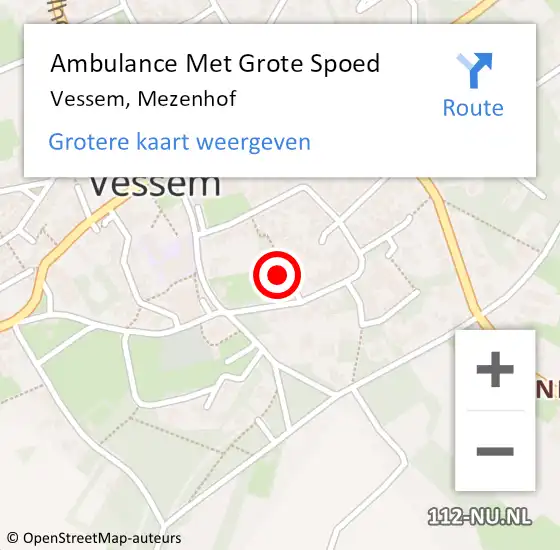 Locatie op kaart van de 112 melding: Ambulance Met Grote Spoed Naar Vessem, Mezenhof op 28 september 2016 20:45