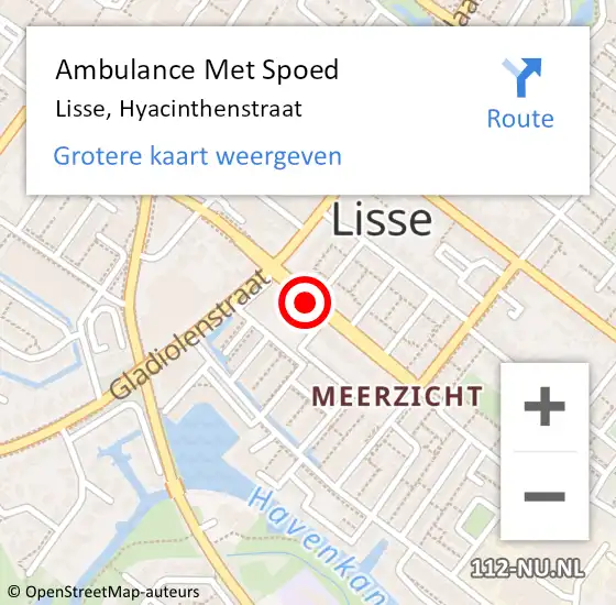 Locatie op kaart van de 112 melding: Ambulance Met Spoed Naar Lisse, Hyacinthenstraat op 28 september 2016 21:25