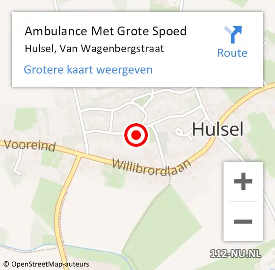 Locatie op kaart van de 112 melding: Ambulance Met Grote Spoed Naar Hulsel, Van Wagenbergstraat op 29 september 2016 02:25
