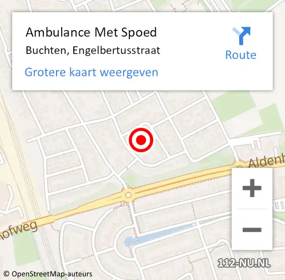 Locatie op kaart van de 112 melding: Ambulance Met Spoed Naar Buchten, Engelbertusstraat op 28 december 2013 21:07