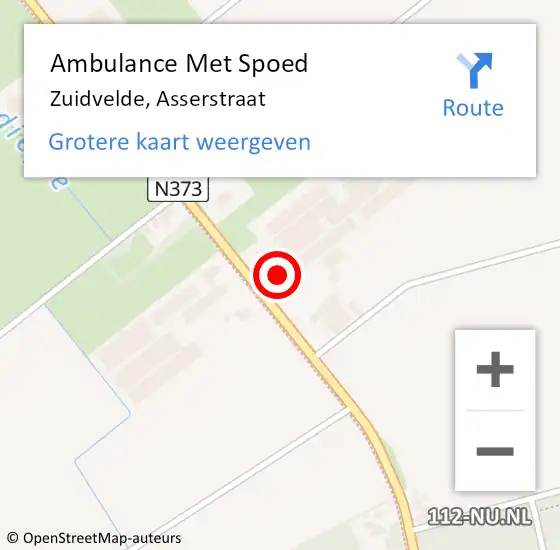 Locatie op kaart van de 112 melding: Ambulance Met Spoed Naar Zuidvelde, Asserstraat op 29 september 2016 08:46