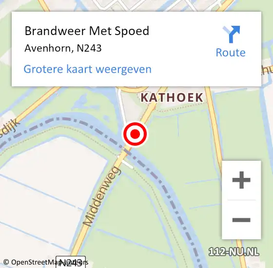 Locatie op kaart van de 112 melding: Brandweer Met Spoed Naar Avenhorn, N243 op 29 september 2016 10:11