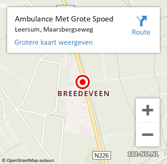Locatie op kaart van de 112 melding: Ambulance Met Grote Spoed Naar Leersum, Maarsbergseweg op 29 september 2016 11:49