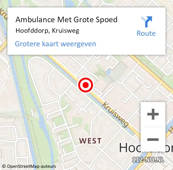 Locatie op kaart van de 112 melding: Ambulance Met Grote Spoed Naar Hoofddorp, Kruisweg op 29 september 2016 12:39