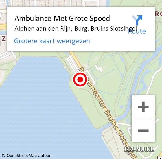 Locatie op kaart van de 112 melding: Ambulance Met Grote Spoed Naar Alphen aan den Rijn, Burg. Bruins Slotsingel op 29 september 2016 13:00