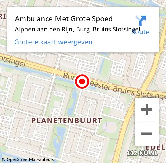 Locatie op kaart van de 112 melding: Ambulance Met Grote Spoed Naar Alphen aan den Rijn, Burg. Bruins Slotsingel op 29 september 2016 13:04
