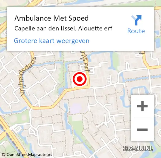 Locatie op kaart van de 112 melding: Ambulance Met Spoed Naar Capelle aan den IJssel, Alouette erf op 29 september 2016 14:29