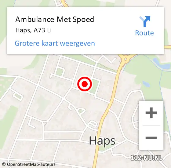 Locatie op kaart van de 112 melding: Ambulance Met Spoed Naar Haps, A73 Li op 30 september 2016 12:02