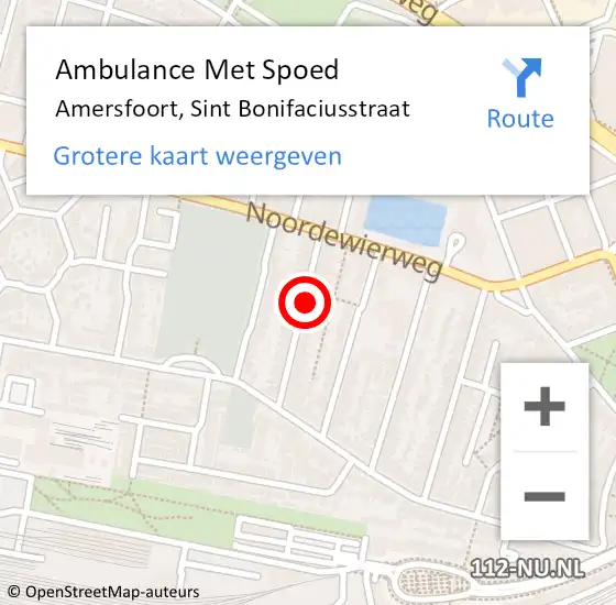 Locatie op kaart van de 112 melding: Ambulance Met Spoed Naar Amersfoort, Sint Bonifaciusstraat op 30 september 2016 20:55