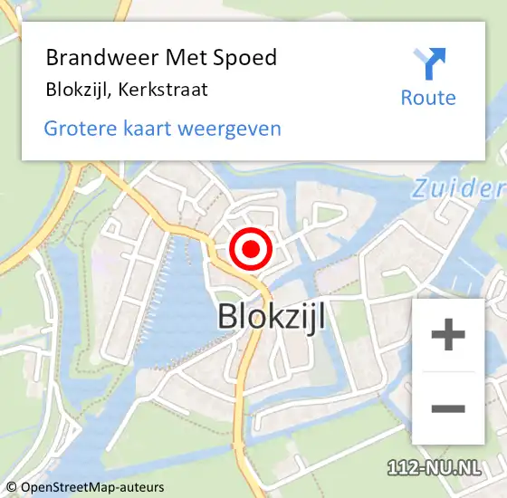 Locatie op kaart van de 112 melding: Brandweer Met Spoed Naar Blokzijl, Kerkstraat op 29 december 2013 03:41