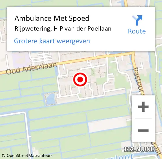 Locatie op kaart van de 112 melding: Ambulance Met Spoed Naar Rijpwetering, H P van der Poellaan op 1 oktober 2016 04:56