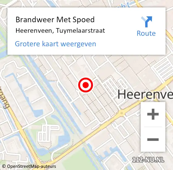 Locatie op kaart van de 112 melding: Brandweer Met Spoed Naar Heerenveen, Tuymelaarstraat op 1 oktober 2016 06:50