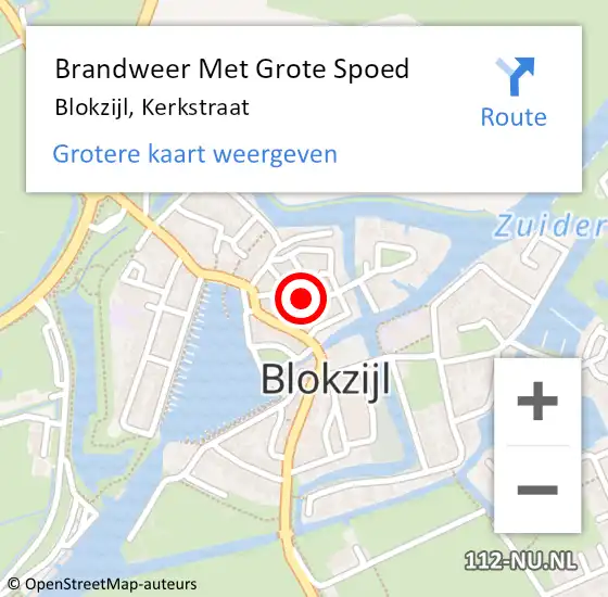 Locatie op kaart van de 112 melding: Brandweer Met Grote Spoed Naar Blokzijl, Kerkstraat op 29 december 2013 04:17