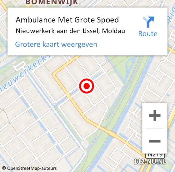 Locatie op kaart van de 112 melding: Ambulance Met Grote Spoed Naar Nieuwerkerk aan den IJssel, Moldau op 1 oktober 2016 10:04