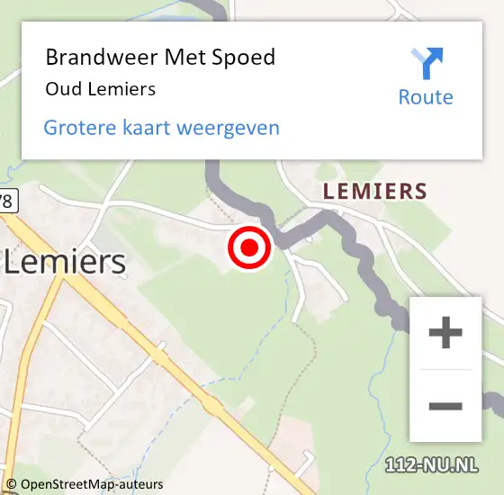 Locatie op kaart van de 112 melding: Brandweer Met Spoed Naar Oud Lemiers op 1 oktober 2016 15:02