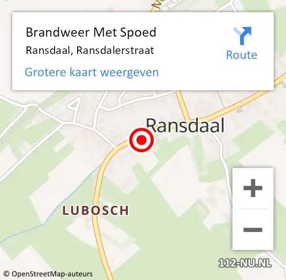 Locatie op kaart van de 112 melding: Brandweer Met Spoed Naar Ransdaal, Ransdalerstraat op 1 oktober 2016 19:39