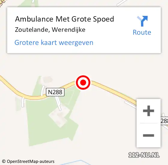 Locatie op kaart van de 112 melding: Ambulance Met Grote Spoed Naar Zoutelande, Werendijke op 1 oktober 2016 22:28