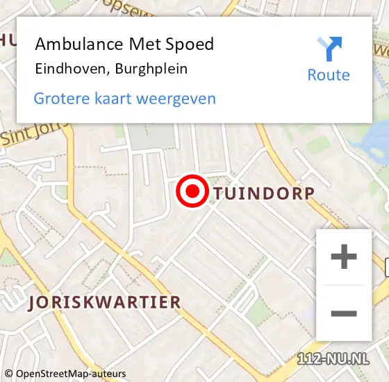 Locatie op kaart van de 112 melding: Ambulance Met Spoed Naar Eindhoven, Burghplein op 2 oktober 2016 10:54