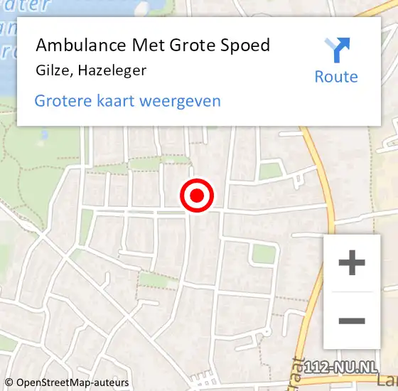 Locatie op kaart van de 112 melding: Ambulance Met Grote Spoed Naar Gilze, Hazeleger op 2 oktober 2016 16:38