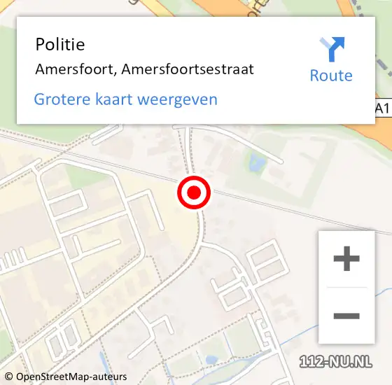 Locatie op kaart van de 112 melding: Politie Amersfoort, Amersfoortsestraat op 3 oktober 2016 07:32