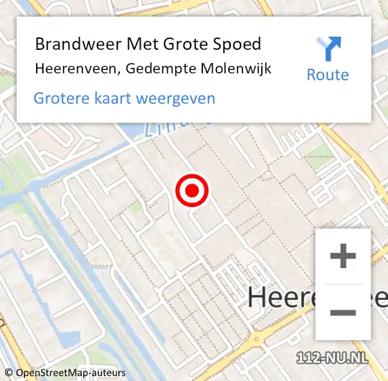 Locatie op kaart van de 112 melding: Brandweer Met Grote Spoed Naar Heerenveen, Gedempte Molenwijk op 3 oktober 2016 12:39