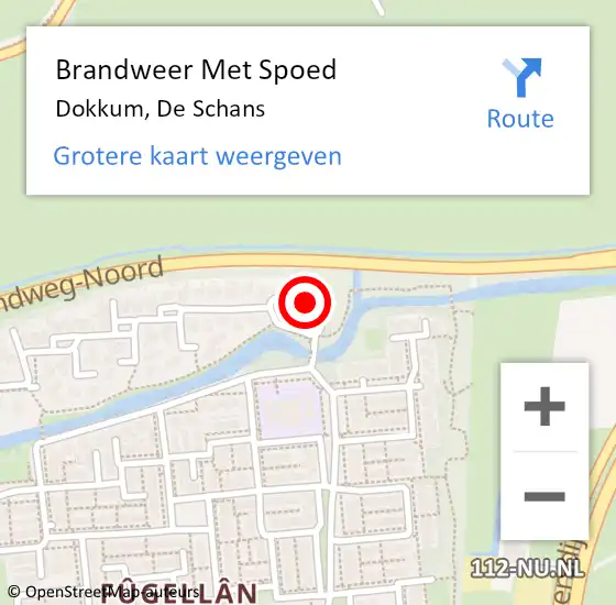 Locatie op kaart van de 112 melding: Brandweer Met Spoed Naar Dokkum, De Schans op 29 december 2013 13:51