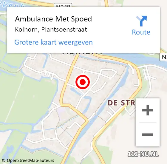 Locatie op kaart van de 112 melding: Ambulance Met Spoed Naar Kolhorn, Plantsoenstraat op 5 oktober 2016 10:36