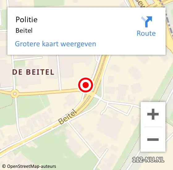 Locatie op kaart van de 112 melding: Politie Beitel op 5 oktober 2016 11:13