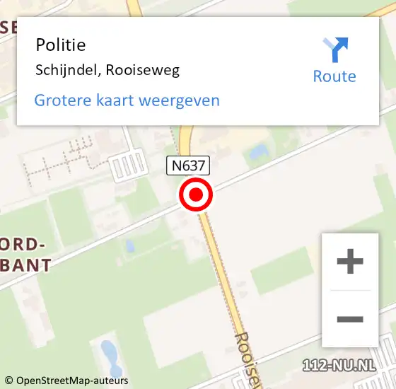 Locatie op kaart van de 112 melding: Politie Schijndel, Rooiseweg op 5 oktober 2016 12:19