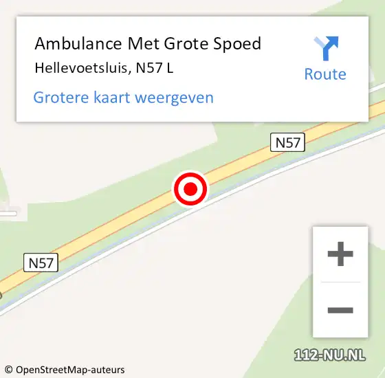 Locatie op kaart van de 112 melding: Ambulance Met Grote Spoed Naar Hellevoetsluis, N57 L op 5 oktober 2016 13:19