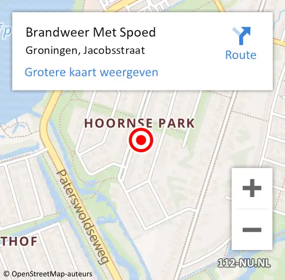 Locatie op kaart van de 112 melding: Brandweer Met Spoed Naar Groningen, Jacobsstraat op 6 september 2013 16:48