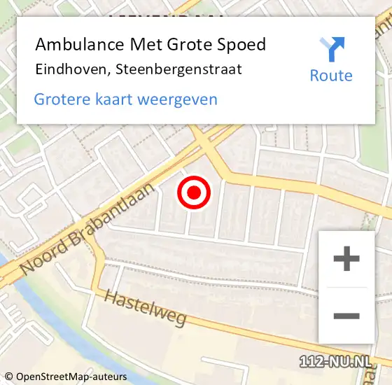 Locatie op kaart van de 112 melding: Ambulance Met Grote Spoed Naar Eindhoven, Steenbergenstraat op 6 oktober 2016 09:05