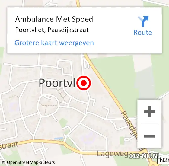 Locatie op kaart van de 112 melding: Ambulance Met Spoed Naar Poortvliet, Paasdijkstraat op 6 oktober 2016 09:45