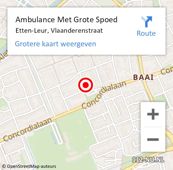 Locatie op kaart van de 112 melding: Ambulance Met Grote Spoed Naar Etten-Leur, Vlaanderenstraat op 6 oktober 2016 10:07