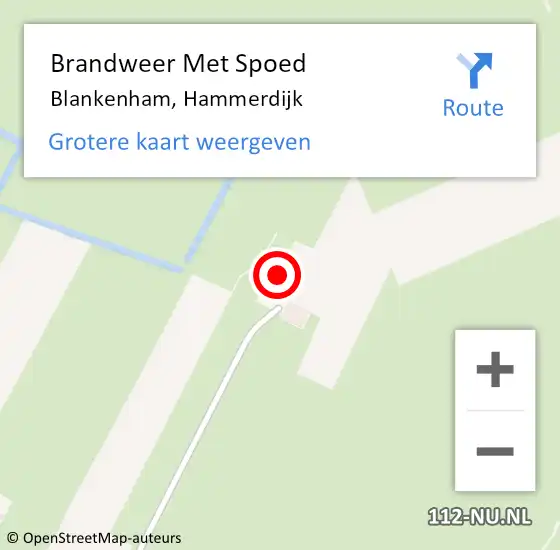 Locatie op kaart van de 112 melding: Brandweer Met Spoed Naar Blankenham, Hammerdijk op 6 oktober 2016 10:55