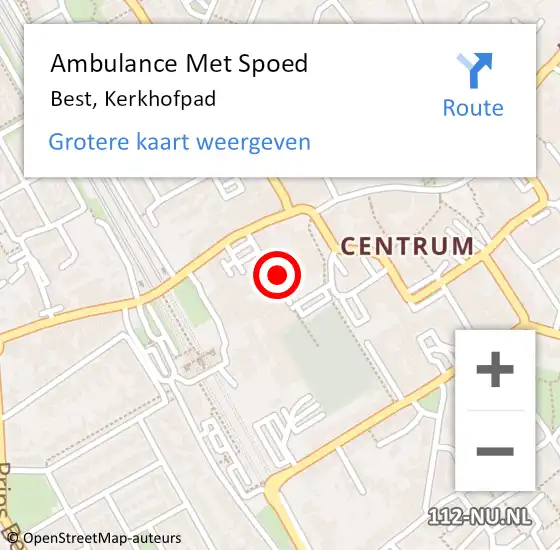 Locatie op kaart van de 112 melding: Ambulance Met Spoed Naar Best, Kerkhofpad op 6 oktober 2016 12:55