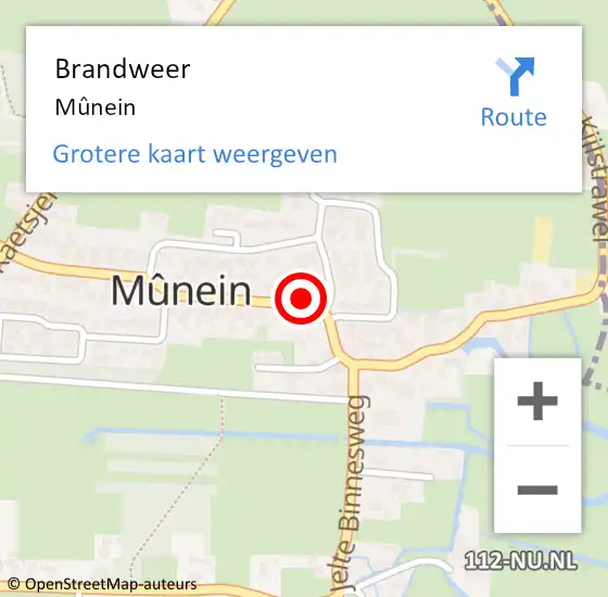 Locatie op kaart van de 112 melding: Brandweer Mûnein op 6 oktober 2016 13:28