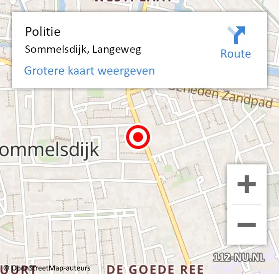 Locatie op kaart van de 112 melding: Politie Langeweg, N215 hectometerpaal: 21,9 op 6 oktober 2016 13:43