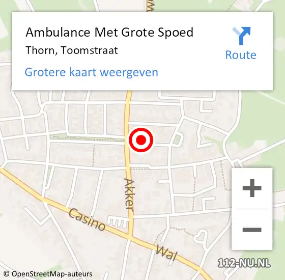 Locatie op kaart van de 112 melding: Ambulance Met Grote Spoed Naar Thorn, Toomstraat op 7 oktober 2016 07:37