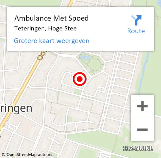 Locatie op kaart van de 112 melding: Ambulance Met Spoed Naar Teteringen, Hoge Stee op 7 oktober 2016 14:17