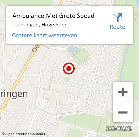 Locatie op kaart van de 112 melding: Ambulance Met Grote Spoed Naar Teteringen, Hoge Stee op 7 oktober 2016 14:32