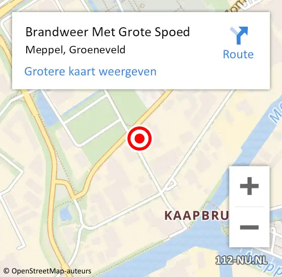 Locatie op kaart van de 112 melding: Brandweer Met Grote Spoed Naar Meppel, Groeneveld op 7 oktober 2016 22:01