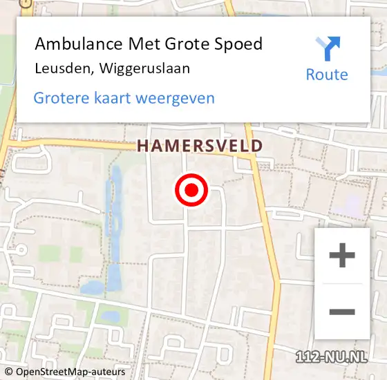 Locatie op kaart van de 112 melding: Ambulance Met Grote Spoed Naar Leusden, Wiggeruslaan op 7 oktober 2016 22:16