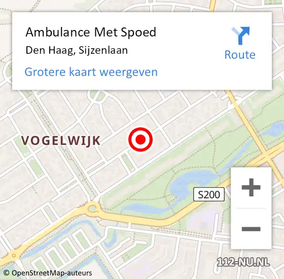 Locatie op kaart van de 112 melding: Ambulance Met Spoed Naar Den Haag, Sijzenlaan op 8 oktober 2016 03:48