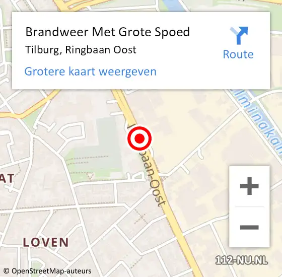 Locatie op kaart van de 112 melding: Brandweer Met Grote Spoed Naar Tilburg, Ringbaan Oost op 8 oktober 2016 09:56