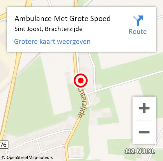 Locatie op kaart van de 112 melding: Ambulance Met Grote Spoed Naar Sint Joost, Brachterzijde op 8 oktober 2016 10:39