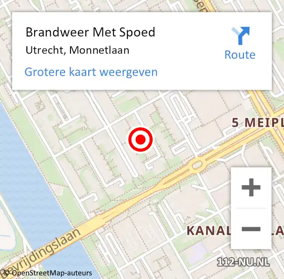 Locatie op kaart van de 112 melding: Brandweer Met Spoed Naar Utrecht, Monnetlaan op 8 oktober 2016 19:36