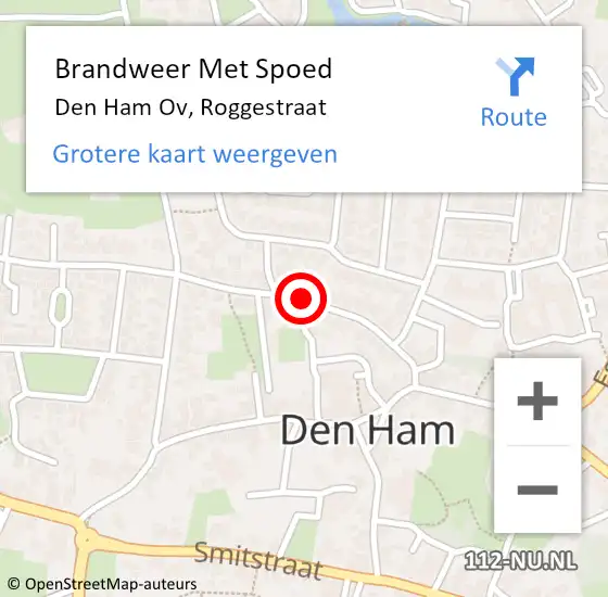 Locatie op kaart van de 112 melding: Brandweer Met Spoed Naar Den Ham Ov, Roggestraat op 17 september 2013 15:48