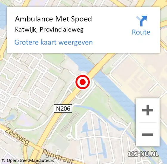 Locatie op kaart van de 112 melding: Ambulance Met Spoed Naar Katwijk, Provincialeweg op 9 oktober 2016 16:03